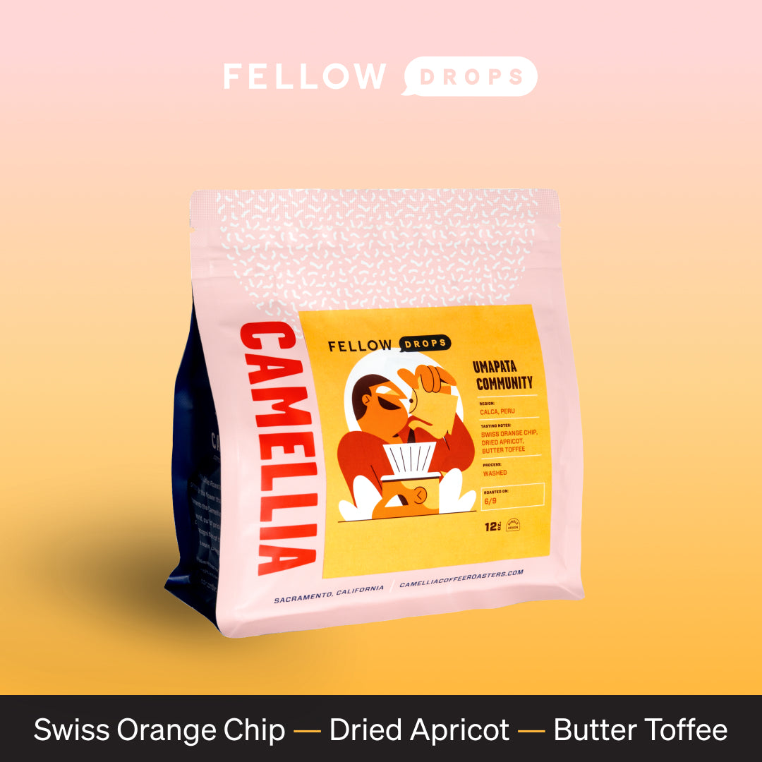 Pink Peru Umapata Community bag by camelliacoffeeroasters, medium roast Peruvian coffee.