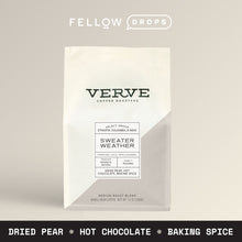 A bag of Verve Dropship Sweater Weather with notes of dried pear, hot chocolate, and spice.