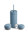 Giftable Fellow Carter 3-in-1 Lid System tumbler with straw and two containers, matte blue.