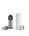 Fellow Carter Infuser Set: sleek white cold brew maker with metal filter parts.