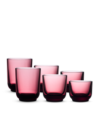 Six Pirch Espresso Glasses by Fellow, with flavor-boosting design, set on a white backdrop.