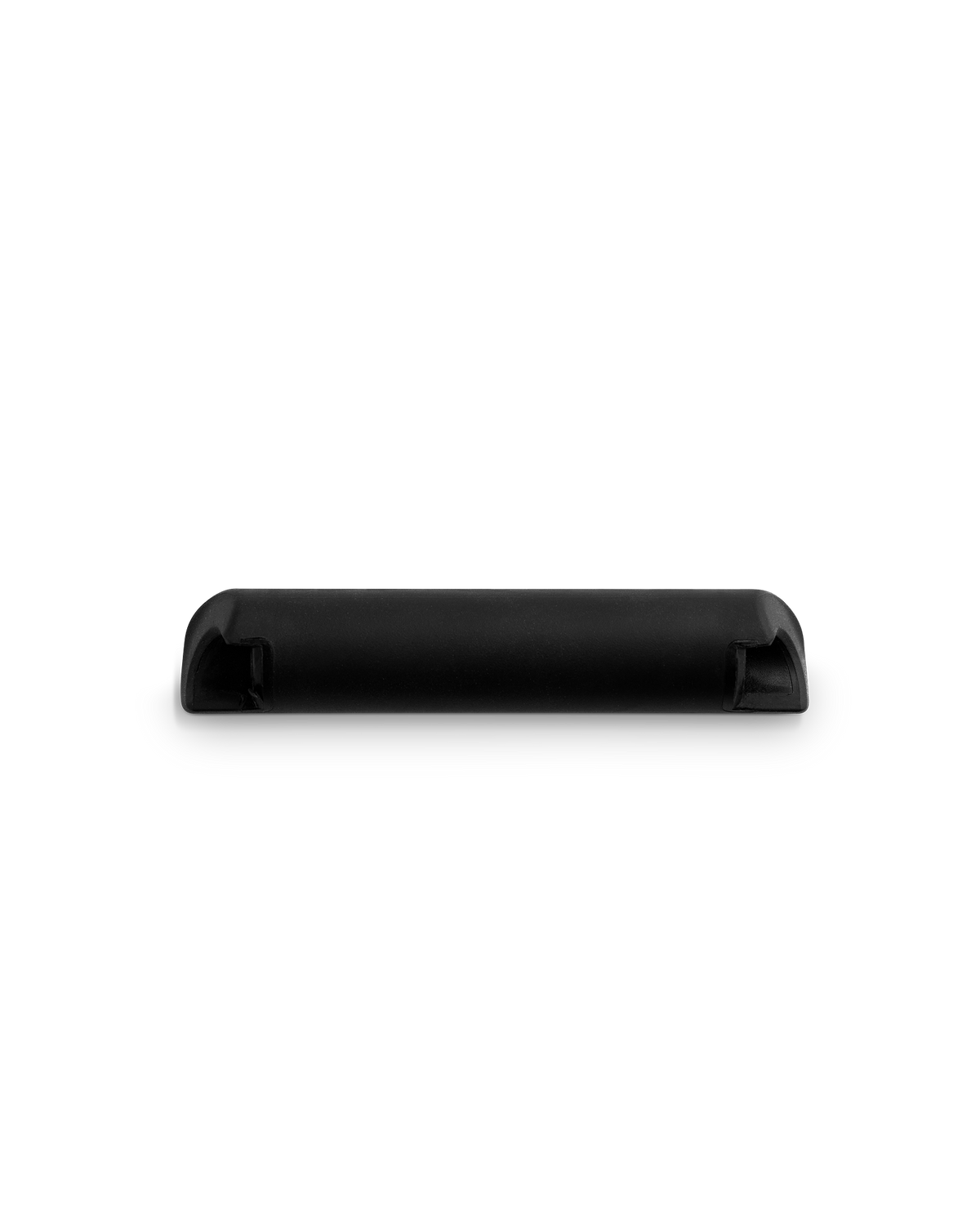 A Fellow Knock Box Handle, black and rectangular with rounded edges, on a white background.