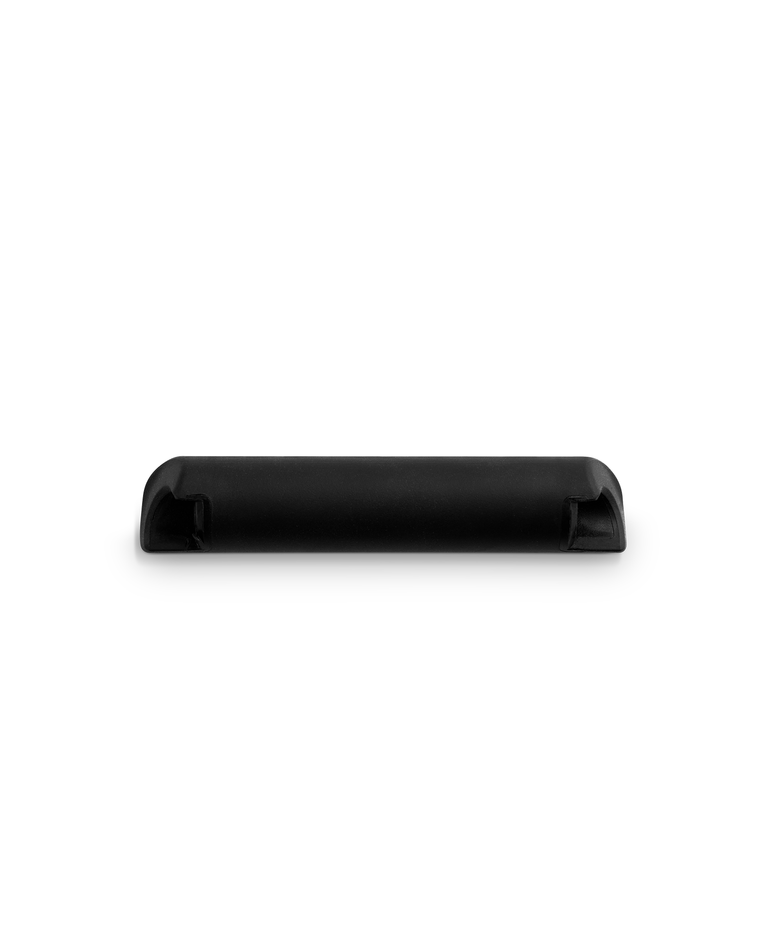 A Fellow Knock Box Handle, black and rectangular with rounded edges, on a white background.