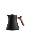 Fellow Corvo EKG Electric Kettle Body in matte black + walnut on a white background.