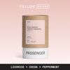 A tea canister labeled Star Bright Lemon Verbena by Passenger / Necessary.