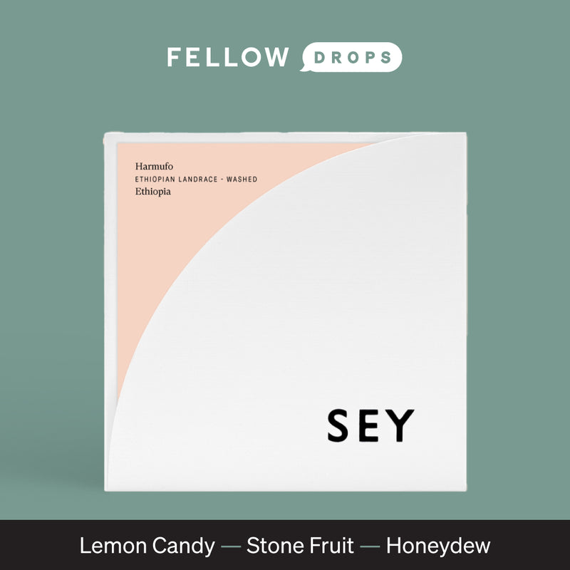 SEY COFFEE Harmufo—Ethiopian light roast: lemon candy, stone fruit & honeydew notes.