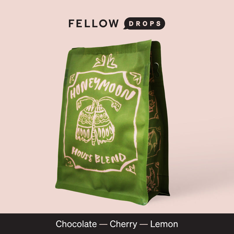 Honey Moon House Blend by Honey Moon Coffee—notes of chocolate, cherry & lemon.