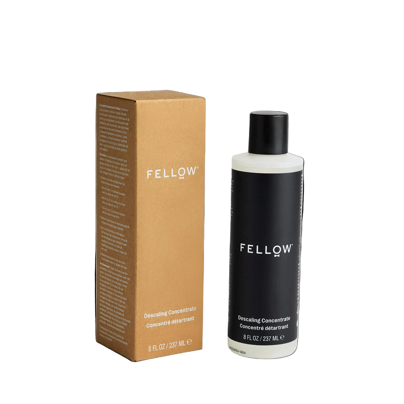 Fellow Descaling Concentrate, 8 fl oz bottle and box for coffee machines.