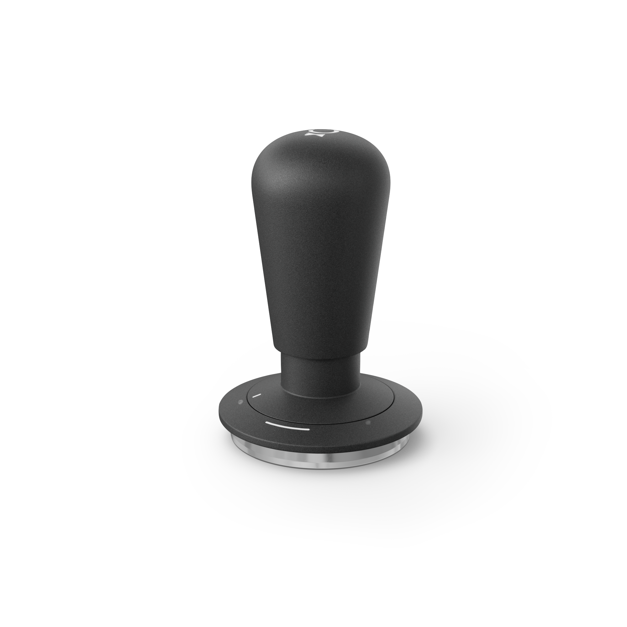 The Fellow Espresso Guided Tamper in black ensures consistent tamping on a white background.