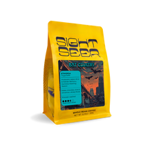 Yellow bag of Sightseer Coffee Bat Country washed Ethiopian coffee with colorful label.