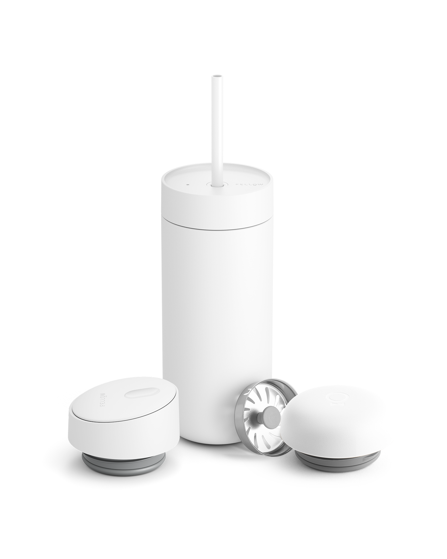 Minimalist white Fellow tumbler with 3-in-1 lid, perfect for coffee lovers and gifting.