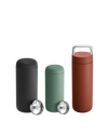 The Fellow Carter Mug Trio: three insulated travel mugs with strainers, ideal for coffee.