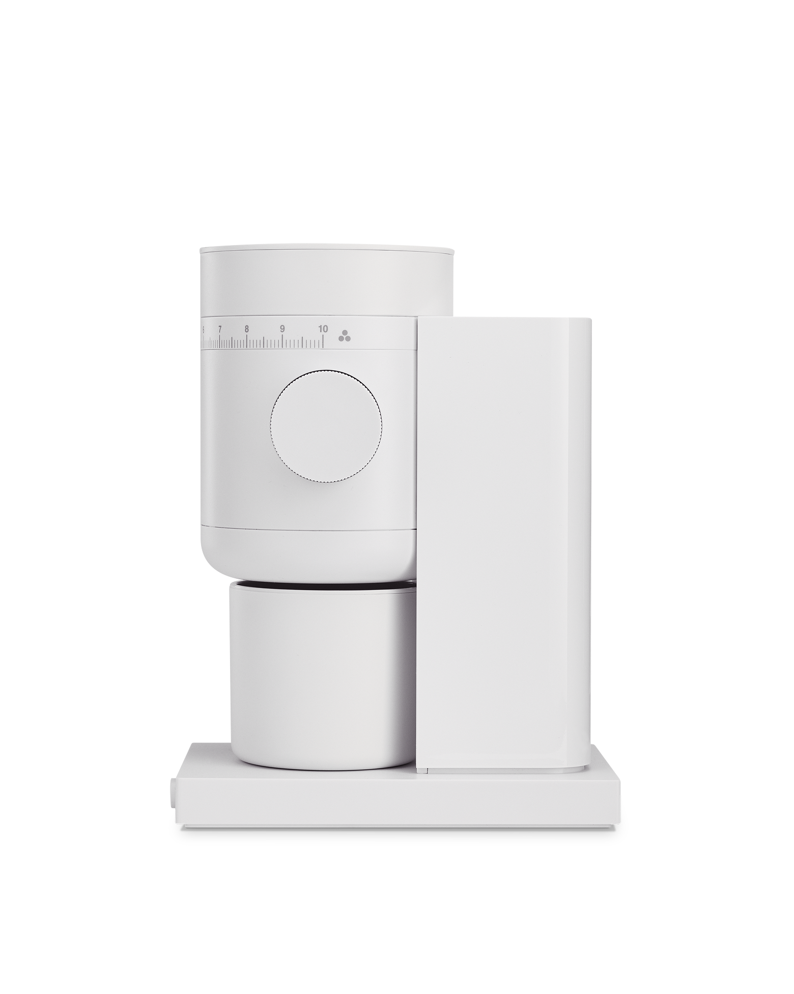 Fellow Opus 2 Conical Burr Grinder in matte white with a modern, minimalist design.