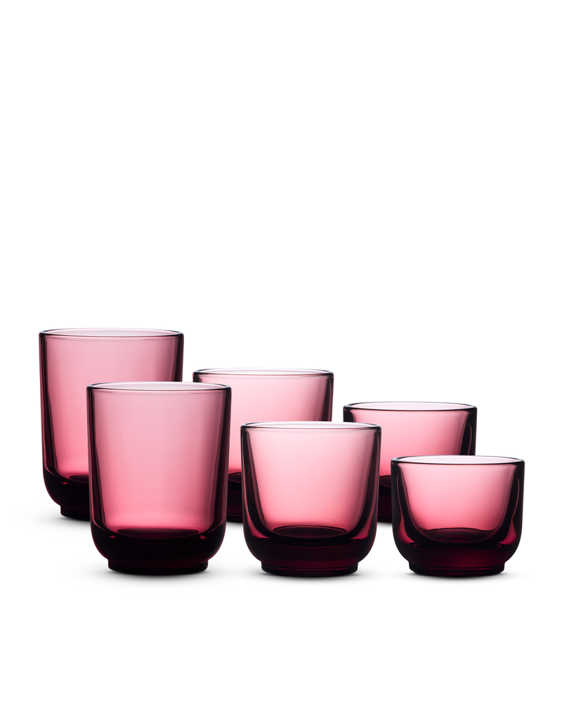 Six Pirch Espresso Glasses by Fellow, with flavor-boosting design, set on a white backdrop.