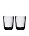 Two clear Pirch Espresso Glasses by Fellow on a plain white background.