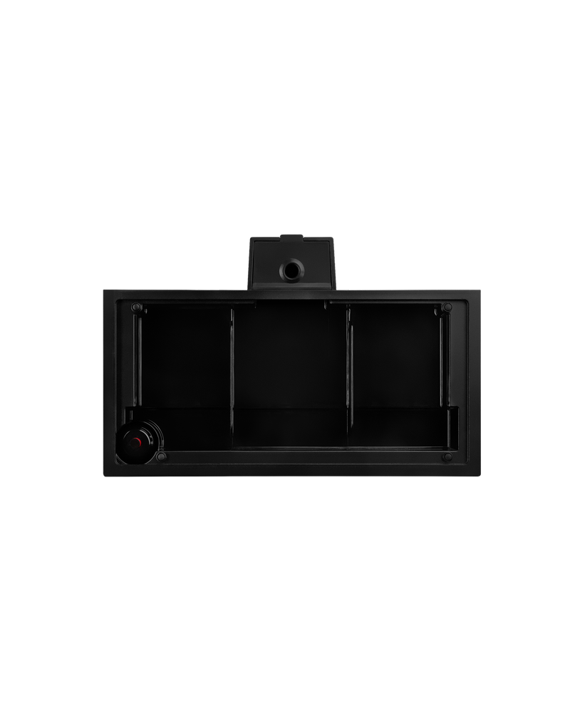 Fellow Espresso Series 1 Tray Float Assembly: rectangular black, 3 sections, circular knob.