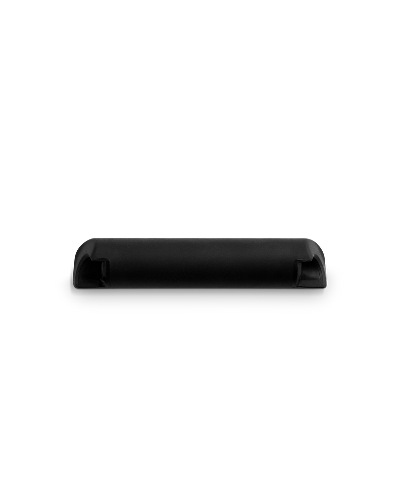 A Fellow Knock Box Handle, black and rectangular with rounded edges, on a white background.