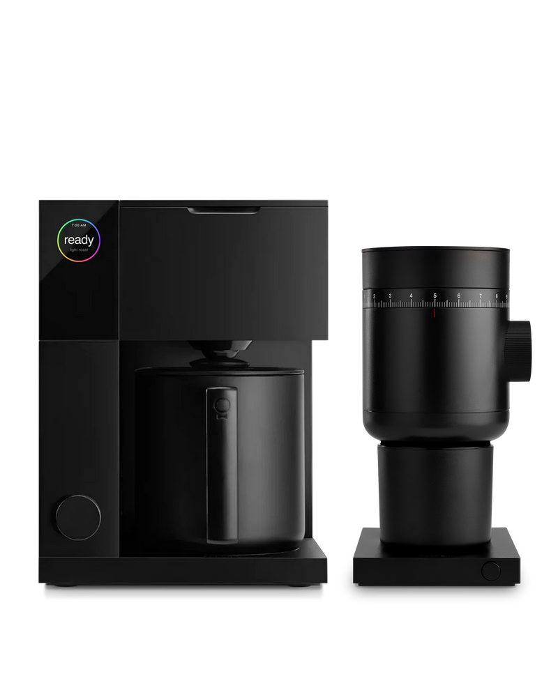 Fellow's Aiden + Grinder Kit ensures consistent brews with freshly ground coffee every time.
