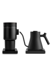 The Electric Kit by Fellow: sleek black grinder and kettle, perfect for home baristas.